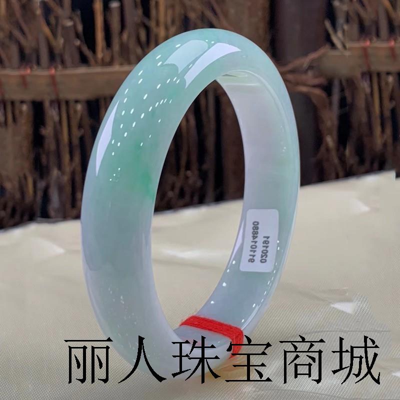 翡翠色玉石手镯冰糯种阳绿糯种浅绿正圈玉镯原石扁条镯子送礼饰品