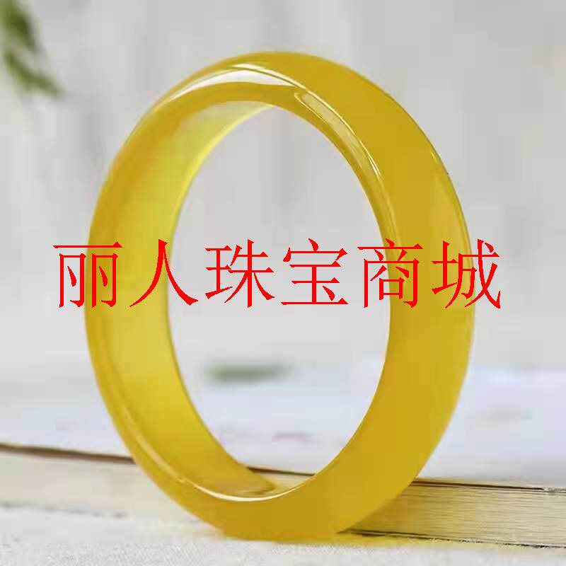 高冰黄玉髓玛瑙玉手镯子女款美人镯玉手环新款水晶饰品柠檬黄处理