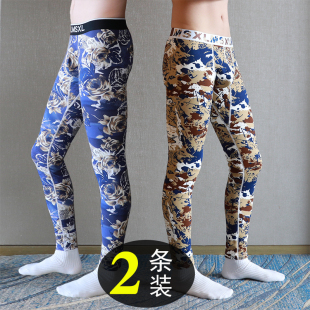 莫代尔冬季 单件薄款 紧身保暖裤 纯棉毛线打底裤 青年潮 男士 衬裤 秋裤