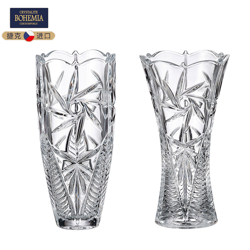 捷克进口BOHEMIA 水晶玻璃刻花花瓶 水培插花花器样板房摆件,家居饰品,花瓶,淘宝优惠券,粉丝福利购,淘宝优惠卷