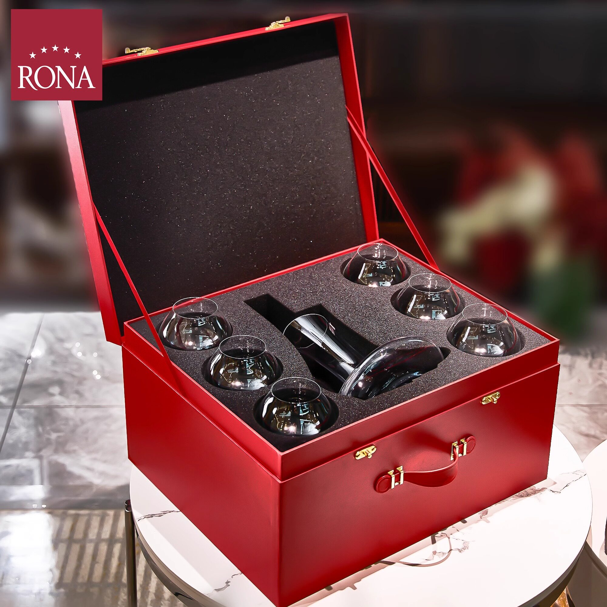 Rona洛娜进口红酒杯勃艮第葡萄酒杯醒酒器套装礼盒gifts送礼酒具