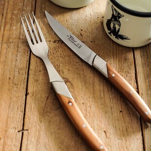 法国Claude dozorme狼头蒂耶尔ART DECO系列黑檀木刺柏木牛排刀叉