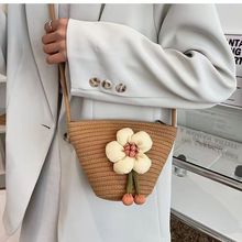 带拉链编织包女包单肩包四季儿童草编包沙滩包可爱时尚斜挎手机包