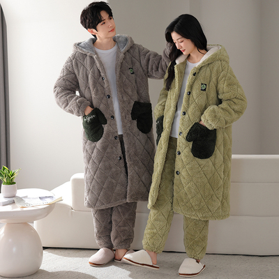 情侣珊瑚绒夹棉加厚珊瑚绒夹棉