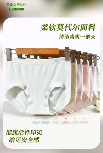 内裤女N6724莫代尔棉蚕柔裤加肥加大版中高腰无痕无缝裸裤