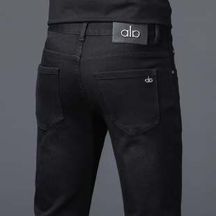 纯棉弹力2025新款高端牛仔裤男秋冬款修身小脚黑色百搭潮流长裤子