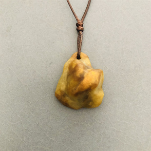 孤品手作古拙复古风挂件吊坠翡翠原石随形原创设计毛衣链挂链首饰