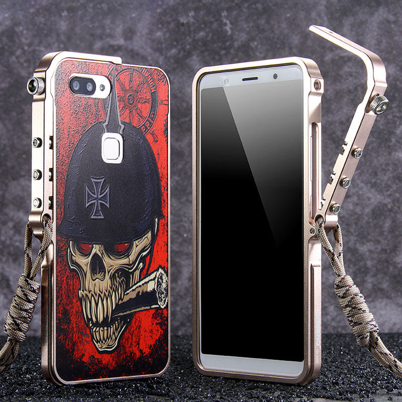 KANENG Mechanical Arm Trigger Aluminum Bumper Metal Frame 3D Cameo Back Cover Case for vivo X20