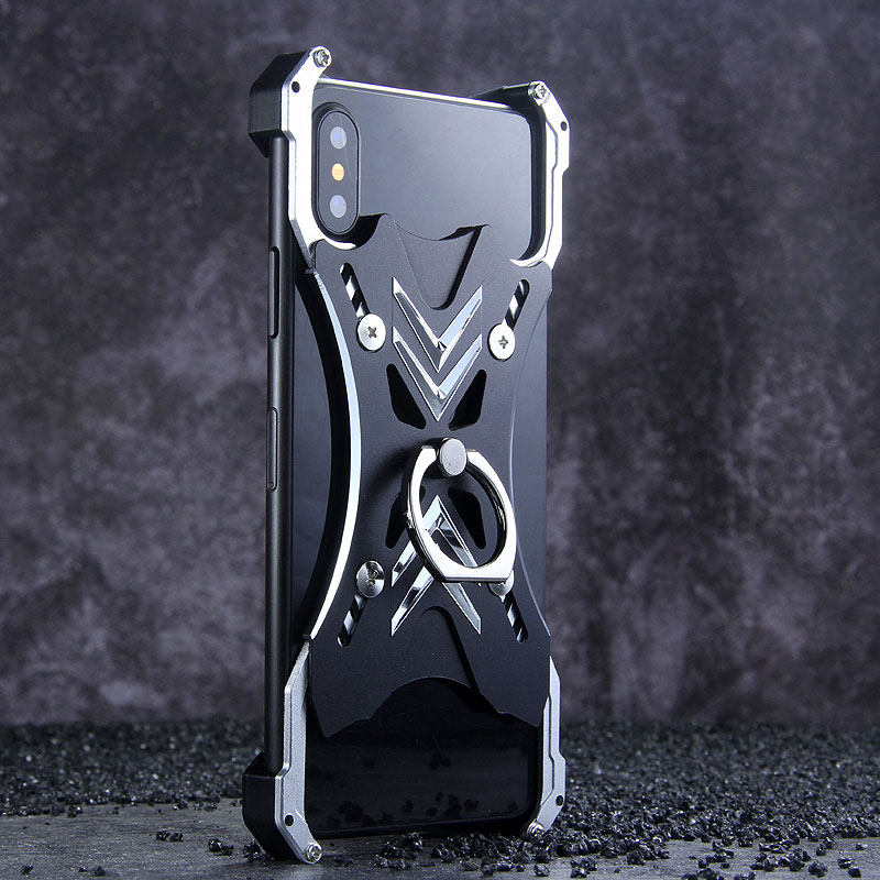 R-Just Soul Calibur Blade Master Ring Holder Shockproof Aerospace Aluminum Metal Shell Case Cover for Apple iPhone X