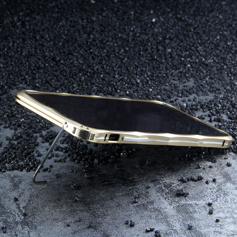 iMatch Slim Light Aluminum Metal Shockproof Bumper Case with Kickstand for Apple iPhone X