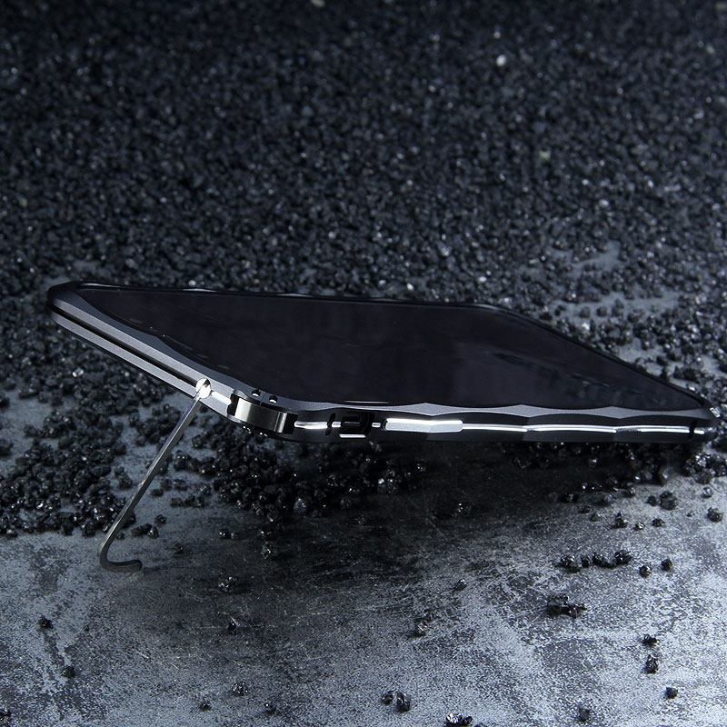 iMatch Slim Light Aluminum Metal Shockproof Bumper Case with Kickstand for Apple iPhone X