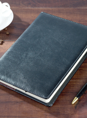 bowen博文18178简约PU皮面商务日记事本办公文具用品18K通用笔记本企业学校LOGO定制加厚工作会议B5学生本子