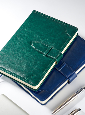 bowen博文D1025插扣A5商务笔记本PU皮面工作会议日程记事本复古日记本子25K办公文具用品企业LOGO定制订做