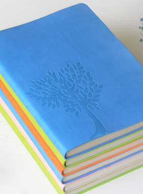 bowen博文文PU软皮面记事本B5笔记本横线内芯有页码小清新学生本18K办公用本DS25-2/DS18-2支持企业LOGO定制