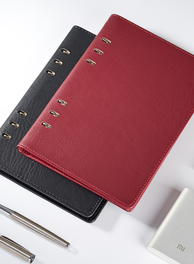 bowen博文文具625商务A5活页笔记本6孔镂空办公用品PU皮面日记事本可拆卸扣环活页夹定制企业LOGO可替换内芯