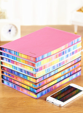 bowen博文331/332时尚创意炫彩笔记本彩虹色喷边设计日记本办公商务A5记事本女韩式学生学习文具定制LOGO订做