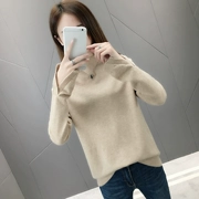 Áo len mùa thu 2018 của phụ nữ Hàn Quốc áo len cổ cao nửa cổ áo sơ mi chạm đáy áo sơ mi nữ mới dài tay áo len mỏng - Áo len