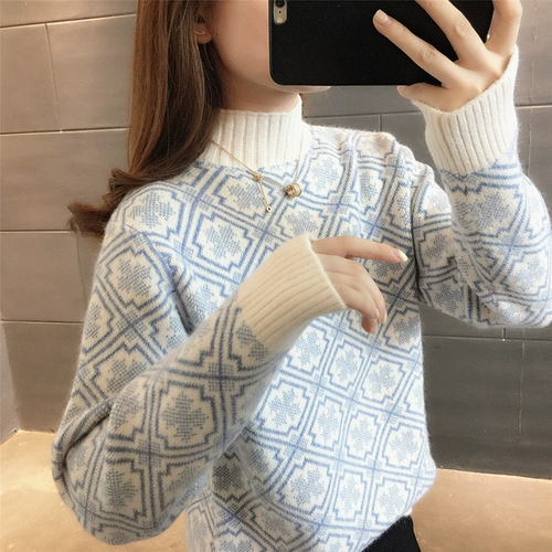 Осенний трикотажный лонгслив, нарукавники, свитер, в корейском стиле, высокий воротник