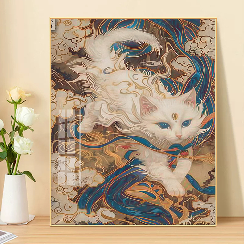 2025新款敦煌猫卡通动漫钻石画手工diy十字绣满绣自己绣客厅卧室