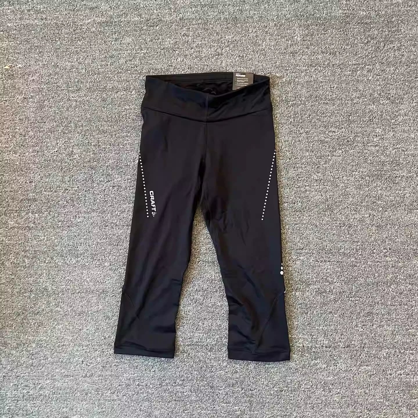 瑞典品牌春秋运动系带跑步训练高腰紧身口袋女款速干吸汗裤七分裤