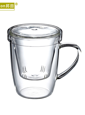 邦田G558玻璃水杯带盖过滤器花茶茶具茶杯耐热玻璃杯带盖茶具茶壶