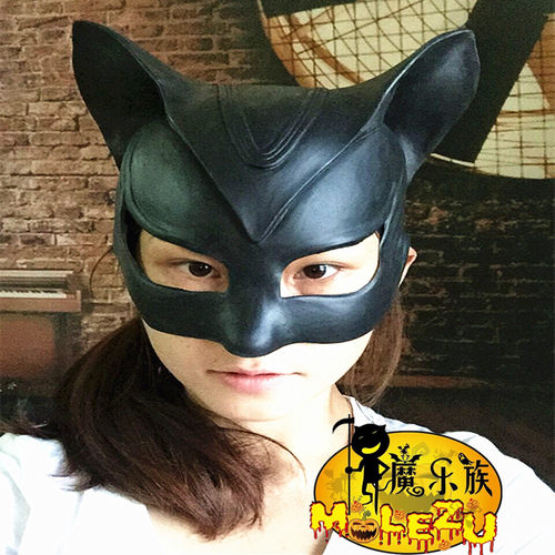 猫女蝙蝠侠面具魔乐族头套黑色
