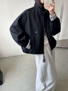 宽松格纹拼接夹克百搭休闲上衣 韩版 立领冲锋衣外套女2026春装 新款