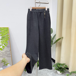 中年女士春秋裤时尚松紧腰直筒裤洋气妈妈秋裤中老年女显瘦长裤子