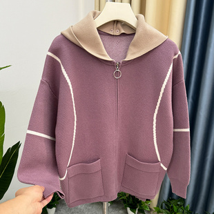 洋气中老年女毛线衫 时尚 2024春秋新款 拉链针织开衫 中年外套 妈妈装