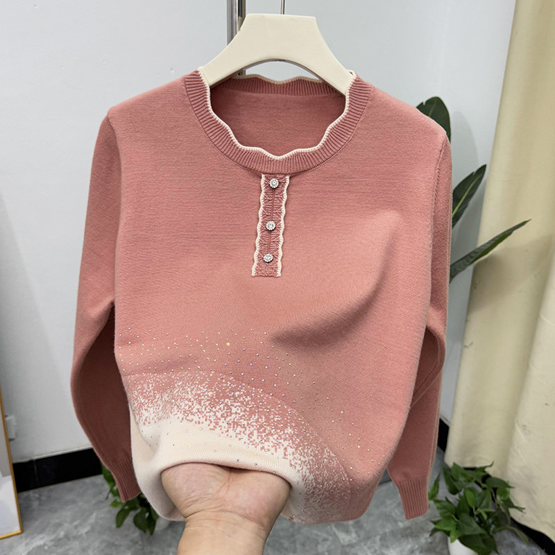 妈妈春装圆领套头毛衣2026新款中老年女士打底衫洋气中年针织上衣