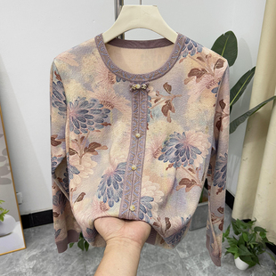 中老年打底衫 洋气妈妈秋装 婆婆装 T恤2025新款 女 圆领针织上衣长袖