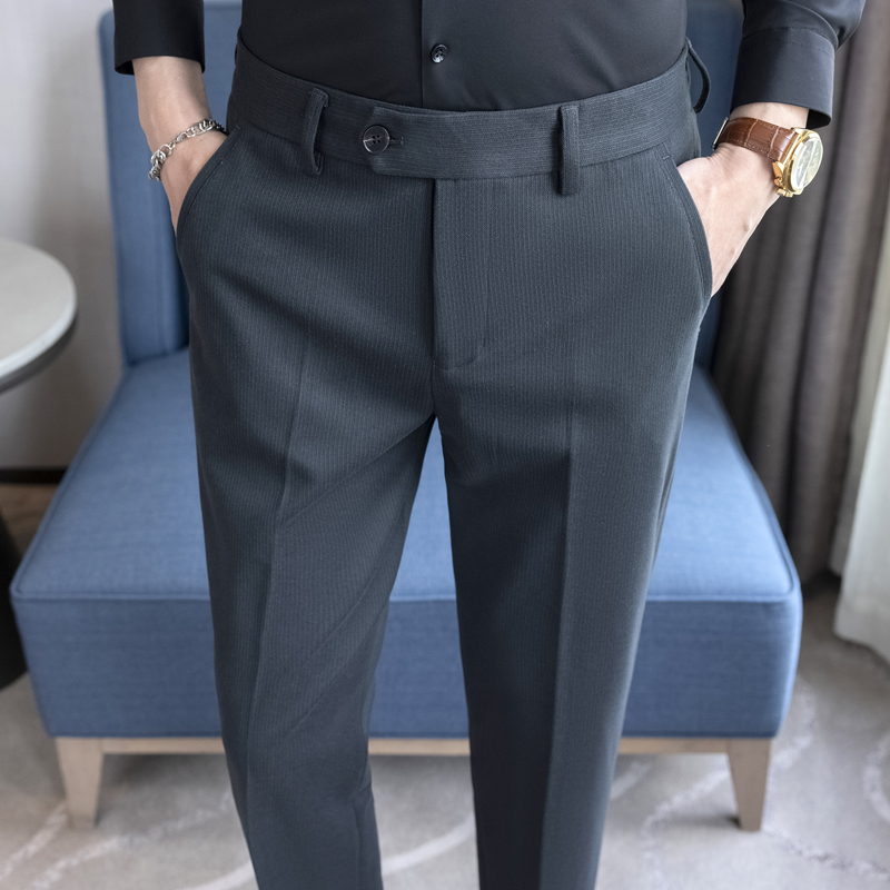 新款秋冬厚款轻奢毛呢西裤男士韩版修身商务休闲裤小脚0929z