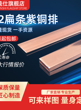 T紫铜排紫铜条块扁方红铜排导电接地铜排紫铜板母线排镀锡铜条