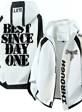 CM朋克best since day one白色上衣保暖外套连帽休闲夹克男帽衫