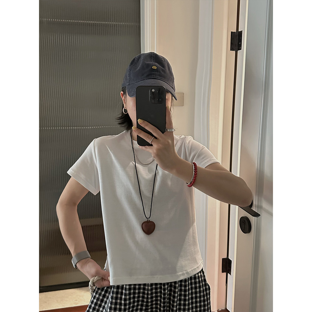 XUZI YU.小个子定制潮流时尚短袖T恤女夏季显瘦圆领休闲纯色上衣