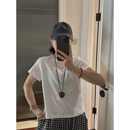 XUZI YU.小个子定制潮流时尚短袖T恤女夏季显瘦圆领休闲纯色上衣