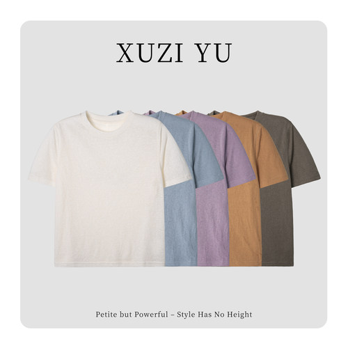XUZI YU.小个子定制新款洋气减龄圆领短袖T恤女春季百搭显瘦上衣
