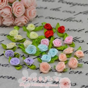 1元 丝带小玫瑰花 5个 手工材料 DIY儿童发饰配件