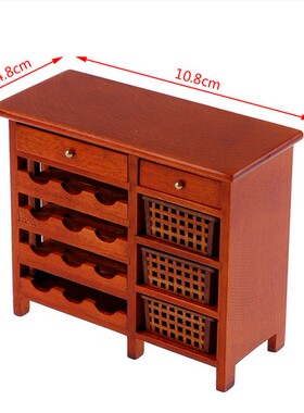 1:12娃娃屋dollhouse迷你家具模型ob11场景咖色酒柜展示柜微缩gsc