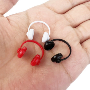 1:12娃娃屋dollhouse迷你电脑房场景配件模型 黑色耳机白色小耳机