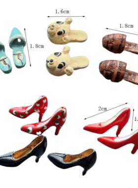 娃娃屋dollhouse迷你模型玩偶配件道具装饰 袖珍微缩高跟鞋拖鞋子