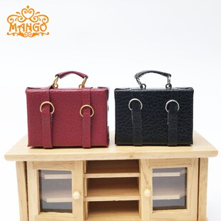 1:12娃娃屋dollhouse迷你模型OB11场景 复古皮箱手提箱行李箱百搭