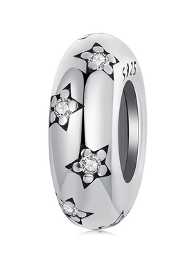 925银氧化星星硅胶圈隔珠 diy串珠手链百搭珠子配件