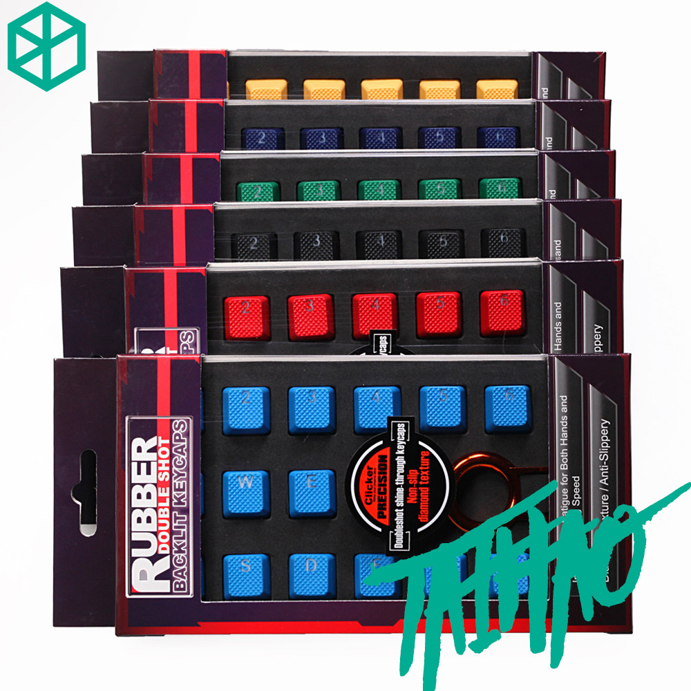 TAIHAO 18 키 고무 키캡 ABS 반투명 비각인 OEM 키보드 마젠타색 노란색 녹색 밝은 하늘색 빨간색 검정색 회색 형광 녹색