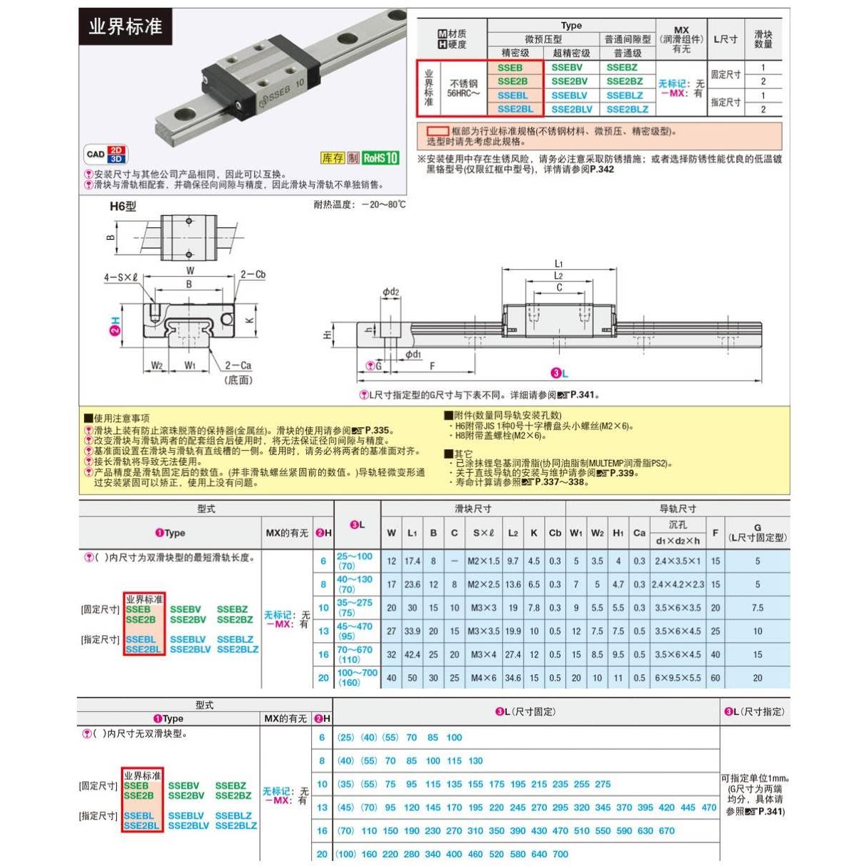 微型直线导轨滑块SSEBL16-225/230/235/240/255/260/SSEBL16-265