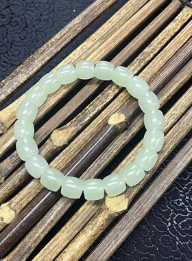 【矿姐家紫霞来了】HR17875 和田玉9*10直切手串绿多样性发一