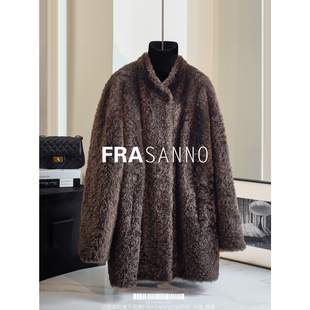 两面穿时尚 FRASANNO原生态皮毛一体女皮草外套中长款 拉贡冬新款