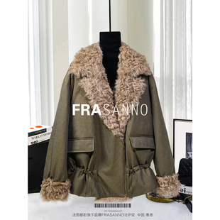 FRASANNO【天生轻奢】小湖羊皮草女外套90鹅绒服新款显瘦时尚百搭