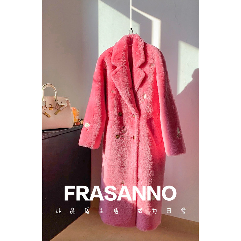 lago皮毛一体女外套长款宽松显瘦年轻款2025冬季新款重工刺绣皮草,女装/女士精品,皮草,淘宝优惠券,粉丝福利购,淘宝优惠卷