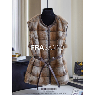 时尚 美人 百搭 黑标 FRASANNO 皮草女马甲外套显瘦年轻款 法式